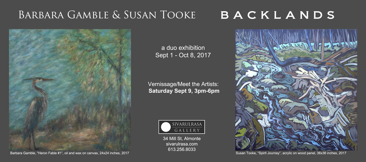 Backlands, a duo exhibition featuring works by Barbara Gamble and Susan Tooke at Sivarulrasa Gallery